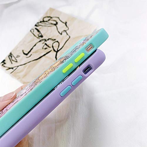 Ownest Compatible con iPhone 13 Pro Max Carcasa para Sol, Luna Dibujos Animados Transparente Mate PC Back 3D Floral y Chica Suave Silicona Bumper Case para iPhone 13 Pro Max Lila