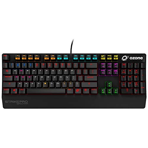 Ozone Gaming Gear Strike Pro Spectra -OZSTKPROSPECTRAUSRD- Teclado mecanico RGB, Switches Cherry MX, Layout Americano, numerico, Color Negro