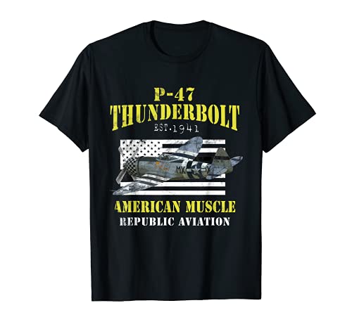 P-47 Thunderbolt WWII Airplane American Muscle Versión 2 Camiseta