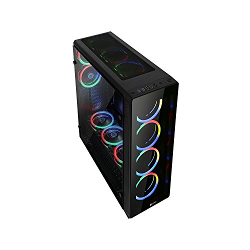 [Pack Ahorro de TALIUS]: Caja ATX Gaming Leviathan con Cristal Templado + 9 Ventiladores LED Spectrum Doble aro RGB12cm
