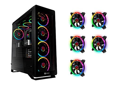 [Pack Ahorro de TALIUS]: Caja ATX Gaming Leviathan con Cristal Templado + 9 Ventiladores LED Spectrum Doble aro RGB12cm