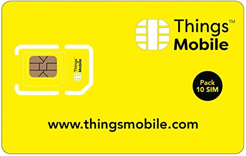 Pack de 10 tarjetas SIM Things Mobile de Prepago para IOT y M2M con Cobertura Global sin costos fijos. Ideal para domótica, rastreadores GPS, telemetría, alarmas, smart city, automotive.