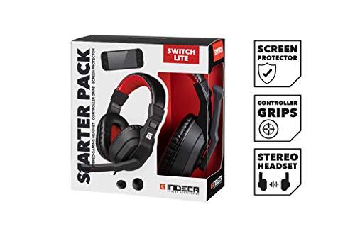 Pack Gaming Nintendo Switch Lite: headset + joycon grips + cristal | Cascos ergonómicos con sonido estéreo y micrófono | Fundas protectoras para joystick | Cristal templado protector de pantalla