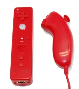 Pack Mando Wii Remote + Nunchuck Compatible Wii Color ROJO