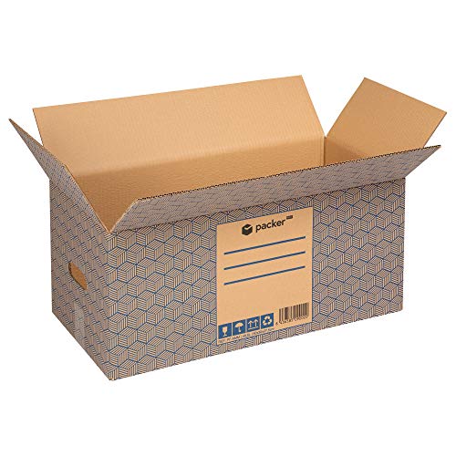 packer PRO Pack 10 Cajas Carton Mudanza y Almacenaje Ultra Resistentes con Asas 600x300x275mm