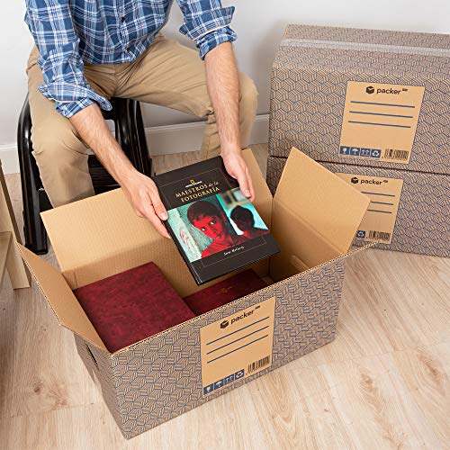 packer PRO Pack 10 Cajas Carton Mudanza y Almacenaje Ultra Resistentes con Asas 600x300x275mm