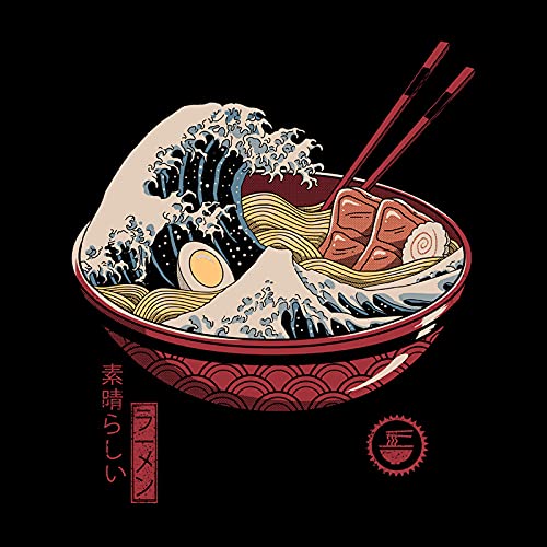 Pampling Camiseta Great Ramen Wave - Color Negro - 100% Algodón - Serigrafía