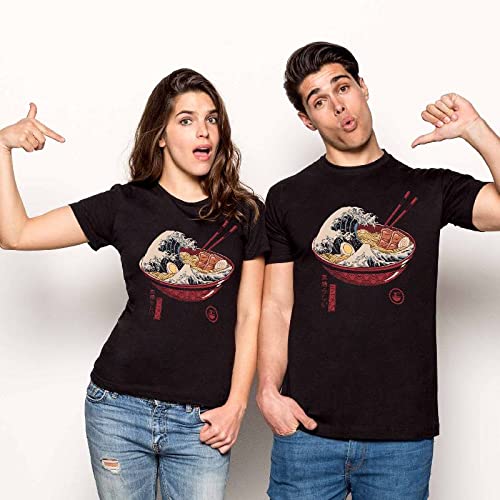 Pampling Camiseta Great Ramen Wave - Color Negro - 100% Algodón - Serigrafía