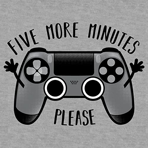 Pampling Play Five More Minutes - Gamer - Humor - Camiseta, Grigio Miscela., M