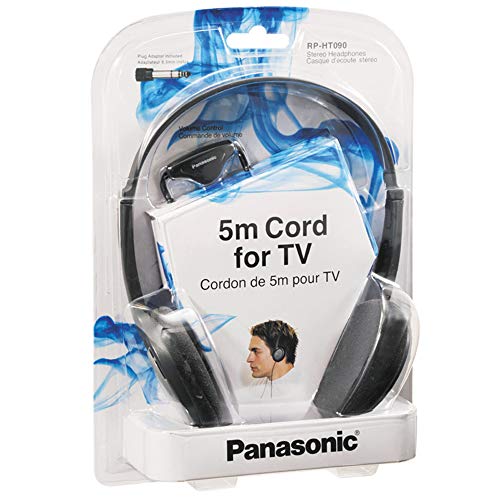 Panasonic RP-HT090E-H - Auriculares Diadema Abiertos Con Cable (Control de volumen en el Cable, Aurículas Ampliadas, 16 Hz-22kHz, Cable Largo 5 m), Color Plateado