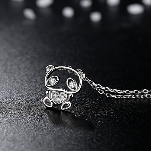 Panda - Collar de plata de ley 925 con forma de oso para mujeres y niñas, circonita cúbica