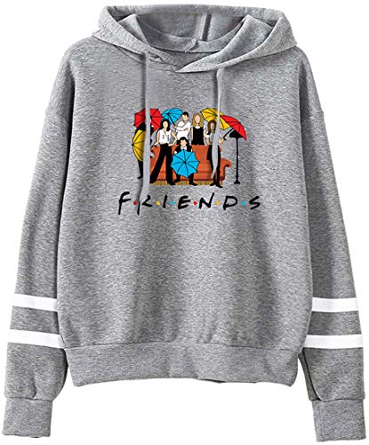 PANOZON Sudadera Friends Hombre Serie Chaqueta Adolescente con Capucha Jersey Mangas Largas Estilo Casual Deportiva (M, Gris JS-1)