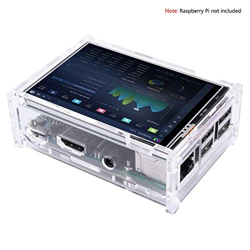 Pantalla para Raspberry Pi , Quimat 3.5 Inch Pantalla Táctil TFT LCD 480x320 con Cáscara Protectiva+ 3 Disipadores de calor + Lapiz Tactil para Raspberry Pi 3 2 1 Modelo B B+ A A+