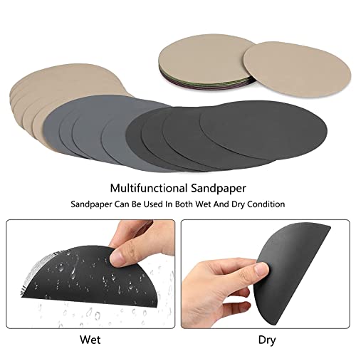 Papel De Lija Redondo 30pcs Lijadora Excéntrica Juego De Papel De Lija Hojas De Lija Discos De Lijado Grano 400600800 1200 1500 Grano 2000 Para Madera Metal Color Plástico Lijadora Orbital Sin Agujero