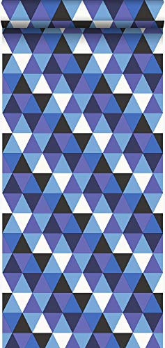 papel pintado pintura de tiza triángulos gráficos azul - 347205 - de Origin - luxury wallcoverings