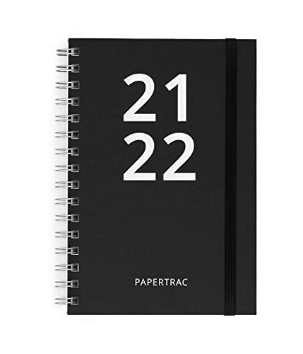 PaperTrac - Agenda Académica 2021-2022 Black- Día Página- 320 páginas - Tamaño A5- 14 x 21,2 cm