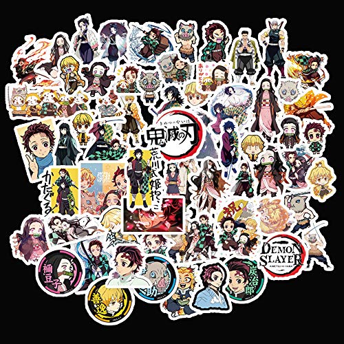 Paquete de 55 calcomanías de demonios para portátil, Kimetsu no Yaiba, impermeable, para monopatín, snowboard, coche, bicicleta, equipaje, etc.