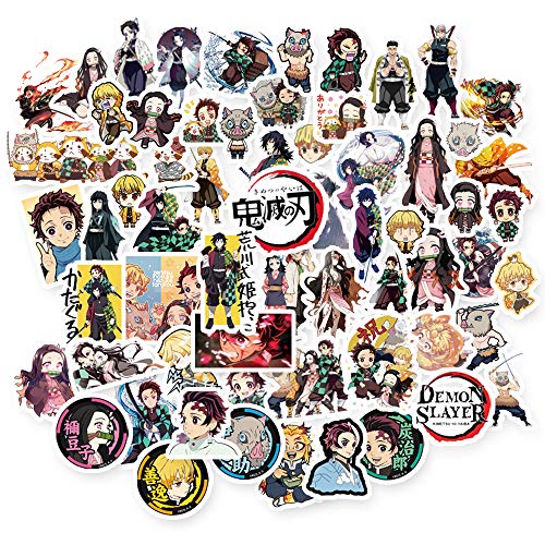 Paquete de 55 calcomanías de demonios para portátil, Kimetsu no Yaiba, impermeable, para monopatín, snowboard, coche, bicicleta, equipaje, etc.