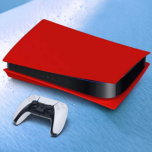 para PS5 Carcasa Console, Carcasa Rígida Placa para PS5 a Prueba de Golpes, ABS Antirrayas a Prueba de Polvo Carcasa Placa Repuesto Cubierta de Consola para PS5 Console Disc Edition - Rojo