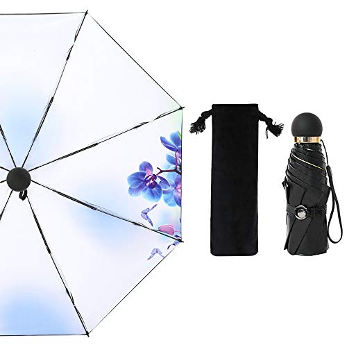Paraguas Paraguas de Sol al Aire Libre for Mujeres Protección UV Cinco Veces Parasol Portátil Ligero Pequeño Fresco (Color : 01Blue, Size : Gratis)