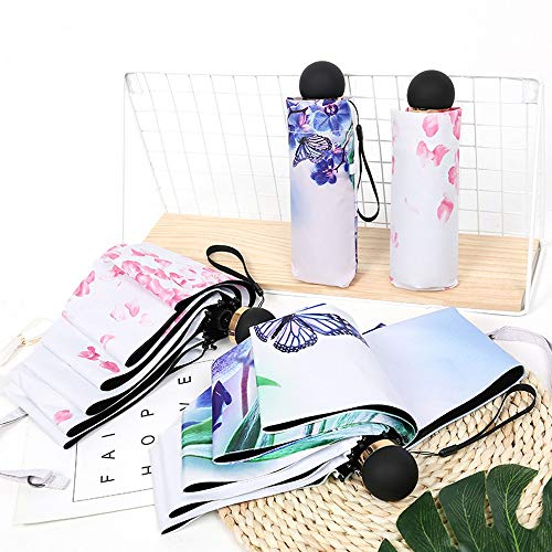 Paraguas Paraguas de Sol al Aire Libre for Mujeres Protección UV Cinco Veces Parasol Portátil Ligero Pequeño Fresco (Color : 01Blue, Size : Gratis)