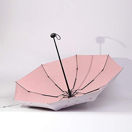 Paraguas Paraguas Ligero para Mujer Manija de Goma Protectora de la Mariposa con protección contra Rayos UV para Viajes de Bolsillo Cinco Veces Plegable (Color : 03Flower, Size : Gratis)