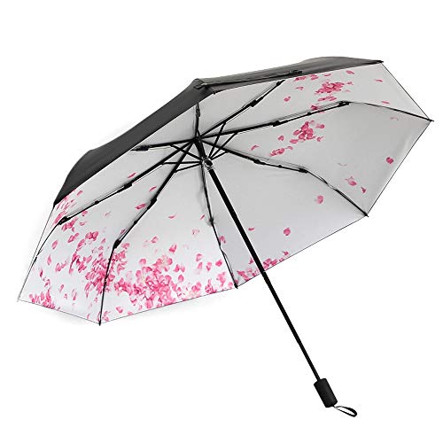 Paraguas Paraguas Ligero para Mujer Manija de Goma Protectora de la Mariposa con protección contra Rayos UV para Viajes de Bolsillo Cinco Veces Plegable (Color : 03Flower, Size : Gratis)