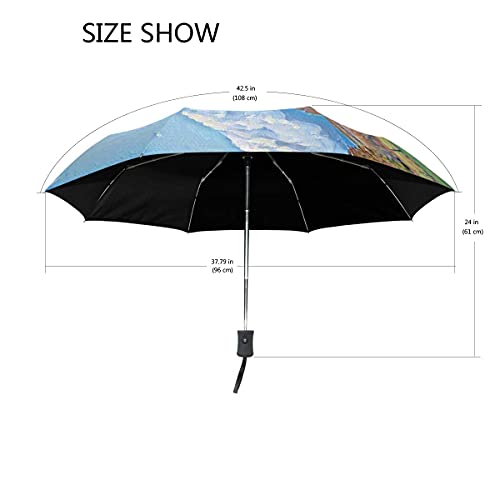 Paraguas, Pintura de vacas de granja Paraguas de viaje compacto a prueba de viento ligero con protección UV para hombre y mujer