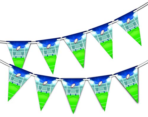 party-decor Banderines de rugby – Pitch – 15 banderas para decoración de fiesta de la Copa del Mundo de Rugby