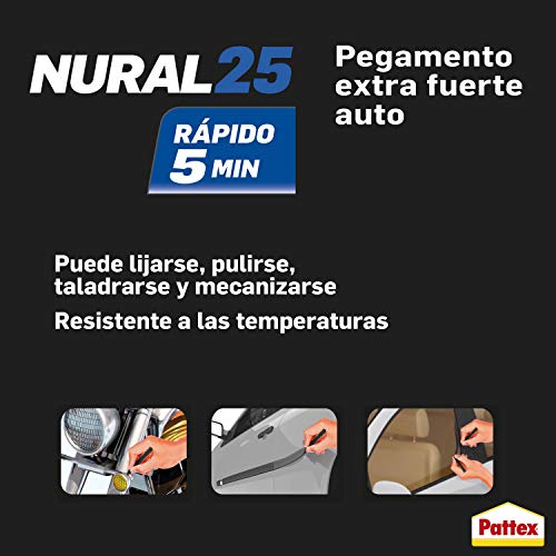 Pattex Nural 25 Pegamento extra fuerte auto, adhesivo resistente para la mayoría de materiales del automóvil, para coche rápido, 2 x 11 ml