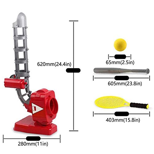 Pc-Lhd Máquina de Lanzamiento de Béisbol de Juegos Deportivos, Máquina Automática de Bolas de Béisbol Herramienta de Práctica Ayuda de Autoformación para Niños Principiantes,Amarillo