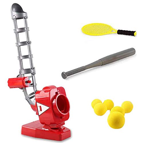 Pc-Lhd Máquina de Lanzamiento de Béisbol de Juegos Deportivos, Máquina Automática de Bolas de Béisbol Herramienta de Práctica Ayuda de Autoformación para Niños Principiantes,Rojo