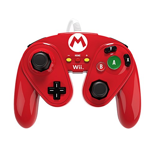 PDP - Mando Fight Pad Con Cable, Diseño Mario (Nintendo Wii U)