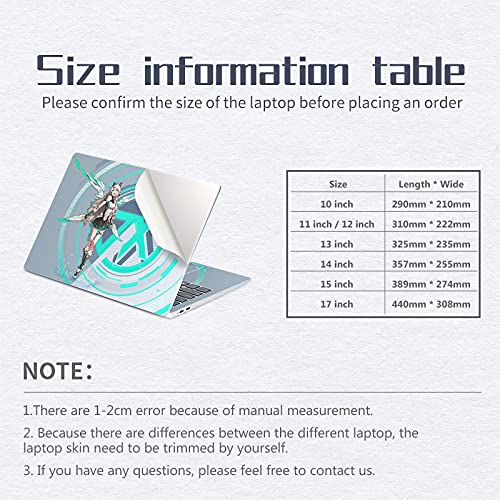 Pegatinas de la computadora portátil Skins Vinyl Cuaderno Skins DIY Anime Girl Funda 13.3"14" 15.6"17.3" Decorar la calcomanía para Mac-Libro/len-OVO/AS-US Autoadhesivo