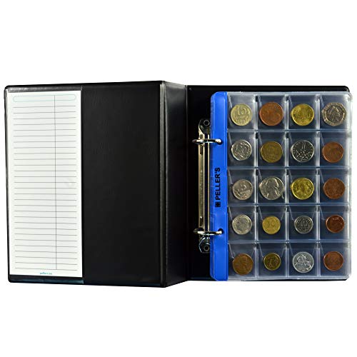 PELLER'S Álbum de Monedas para 160 Monedas (Tipo S Álbum). 5+5 Hojas con 160 Compartimentos 35mm X 35mm y 31mm X 26mm, pour €1, €2, Euro.