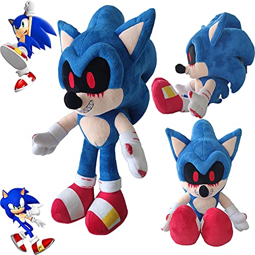 Peluche Sonic Exe de 14.6 Pulgadas, Ray The Flying Squirrel y Bomb Duck Plush, Dark Sonic, Muñeco sónico de Peluche Suave para la colección Cartoon Sonic Lovers (Sonic.exe+Dark Sonic)