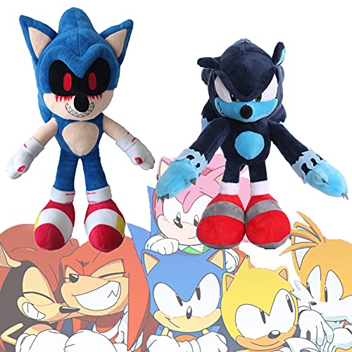 Peluche Sonic Exe de 14.6 Pulgadas, Ray The Flying Squirrel y Bomb Duck Plush, Dark Sonic, Muñeco sónico de Peluche Suave para la colección Cartoon Sonic Lovers (Sonic.exe+Dark Sonic)