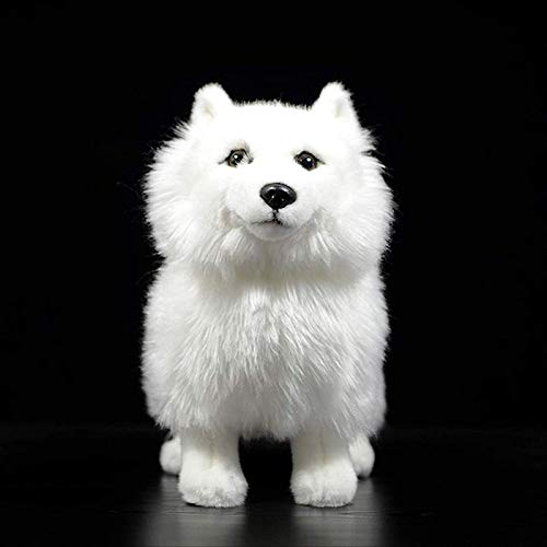 Peluches de Samoyedo realistas, perro de pie de la vida real, cachorro blanco, juguete de peluche para niños, 26 cm
