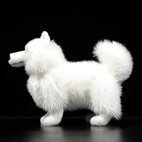 Peluches de Samoyedo realistas, perro de pie de la vida real, cachorro blanco, juguete de peluche para niños, 26 cm