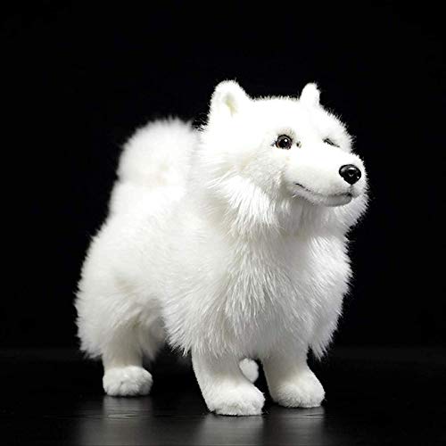 Peluches de Samoyedo realistas, perro de pie de la vida real, cachorro blanco, juguete de peluche para niños, 26 cm