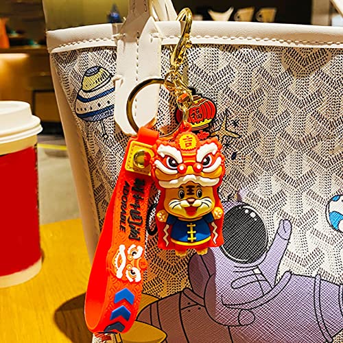 pengyus Key Ring Vivid Appearance Cartoon Adorable Tiger Doll Key Holder for Friends Blue