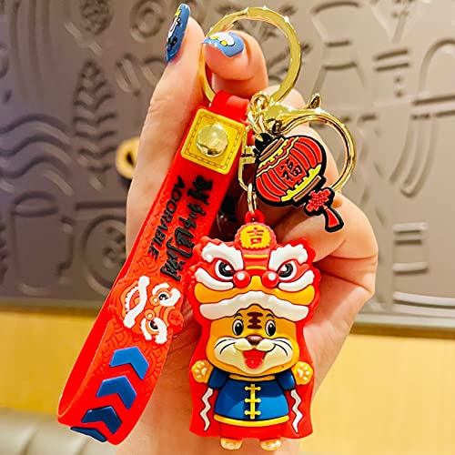pengyus Key Ring Vivid Appearance Cartoon Adorable Tiger Doll Key Holder for Friends Blue