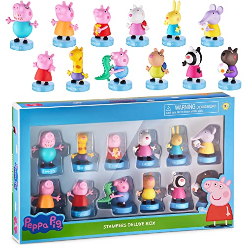 Peppa Pig Stamps for Kids |5 in 1 Pack | Collect All 12 Peppa Pig Characters / Mini Toys | Peppa Pig Playset | Kids’ Toys & Peppa Pig Party Supplies | Peppa Pig Toy Set | Made by P.M.I. (12-Pack)