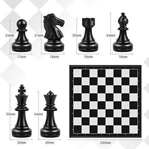 Peradix Tablero Ajedrez magnético,Juego de ajedrez de Rompecabezas 25 X 25CM Plegable y fácil de Llevar,Juego ajedrez para niños y Adultos, Juegos al Aire Libre o Regalos
