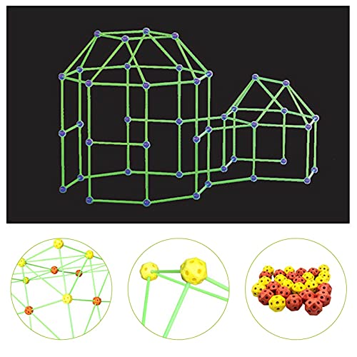 PERFECTHA Kids Construction Fort Building Kit Glow In The Dark Forts Builder Kit De Construcción De Regalo Juguetes para Niño Niña DIY Building Castles Tunnel Play Tent Rocket Tower Juego De Charming