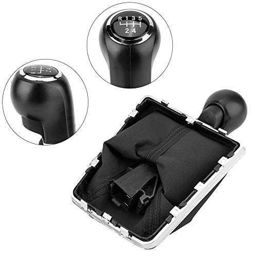 Perilla de Cambio de Marchas, 5 Velocidades y 6 Velocidades Perilla de Cambio de Marchas Gaiter Cubierta de Bota Palanca de Cambio Manija de Bola Cabezal para Corsa GTC 05-10(5 speed)