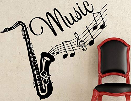 Personalidad diseño creativo saxofón música pegatinas de pared dormitorio sala de música decoración pegatinas de pared A2 61x57 cm