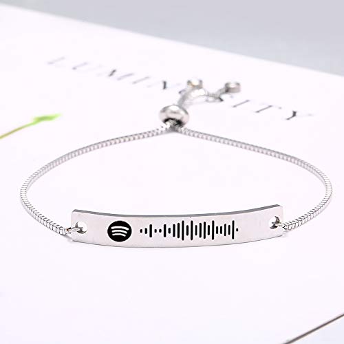 Personalizar Spotify Pulsera Código de escaneo Pulsera Música personalizada Parejas Pulsera Pulsera de acero de titanio Cadena para hombres Mujeres Pareja