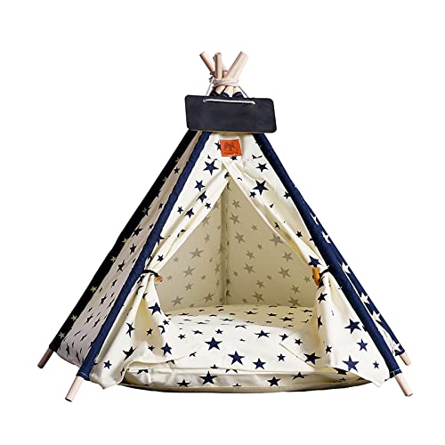 Pets Teepee, Pet Wigwam, Tienda de Lona de algodón portátil Tienda extraíble y Lavable Tienda de Tetas,5