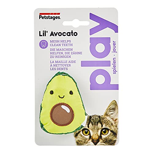 Petstages Lil' Avocato - Juguete con malla dental para gatos - Con hierba gatera - Verde - Tamaño único